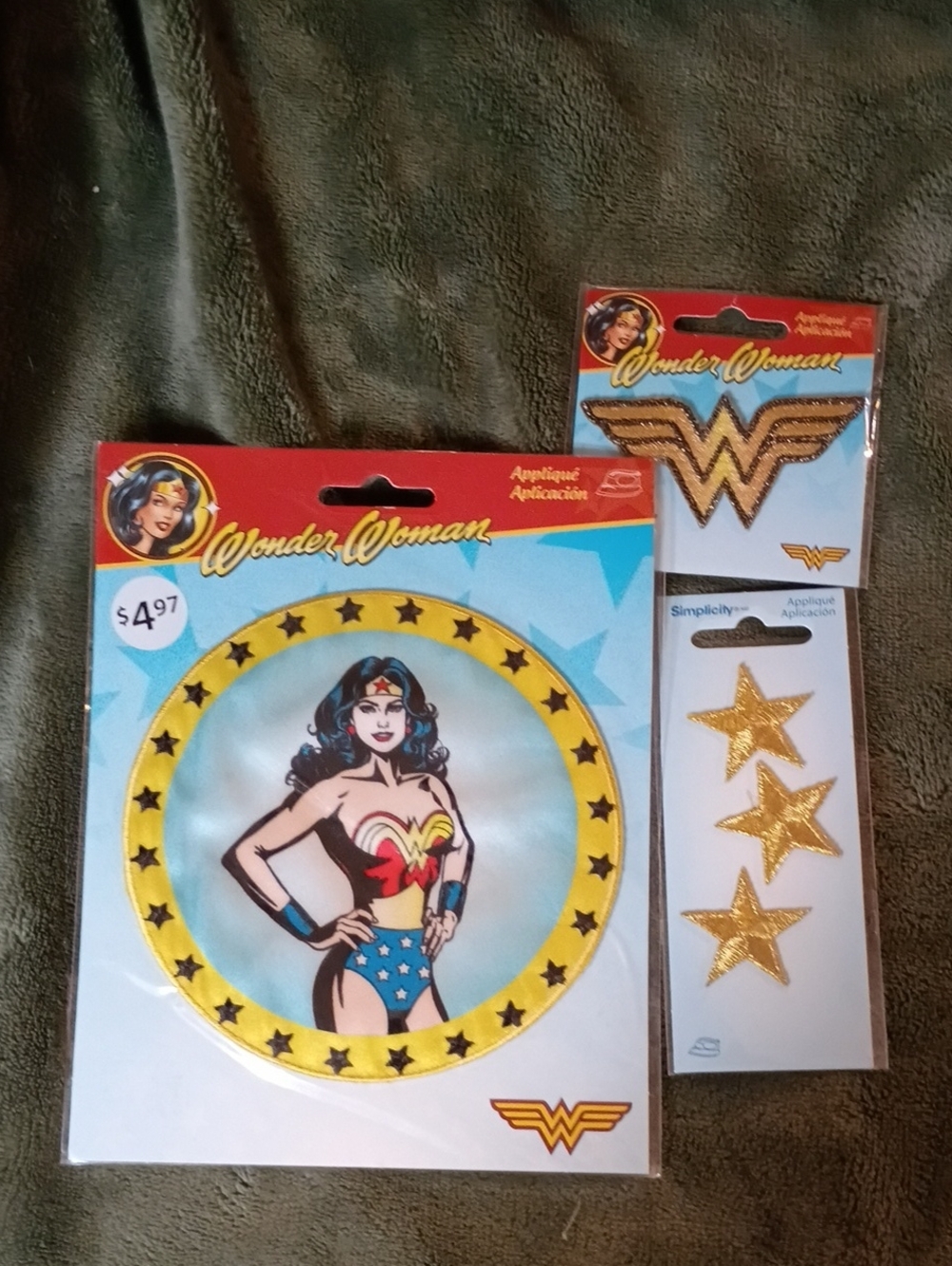 DC Comics Wonder Woman Gold and Red Appliqué Patch Set